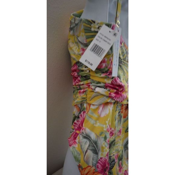Bleu Rod Beattie Sz 12 Canary Gold Paradiso High Neck One-Piece Swimsuit $119 - Picture 11 of 13